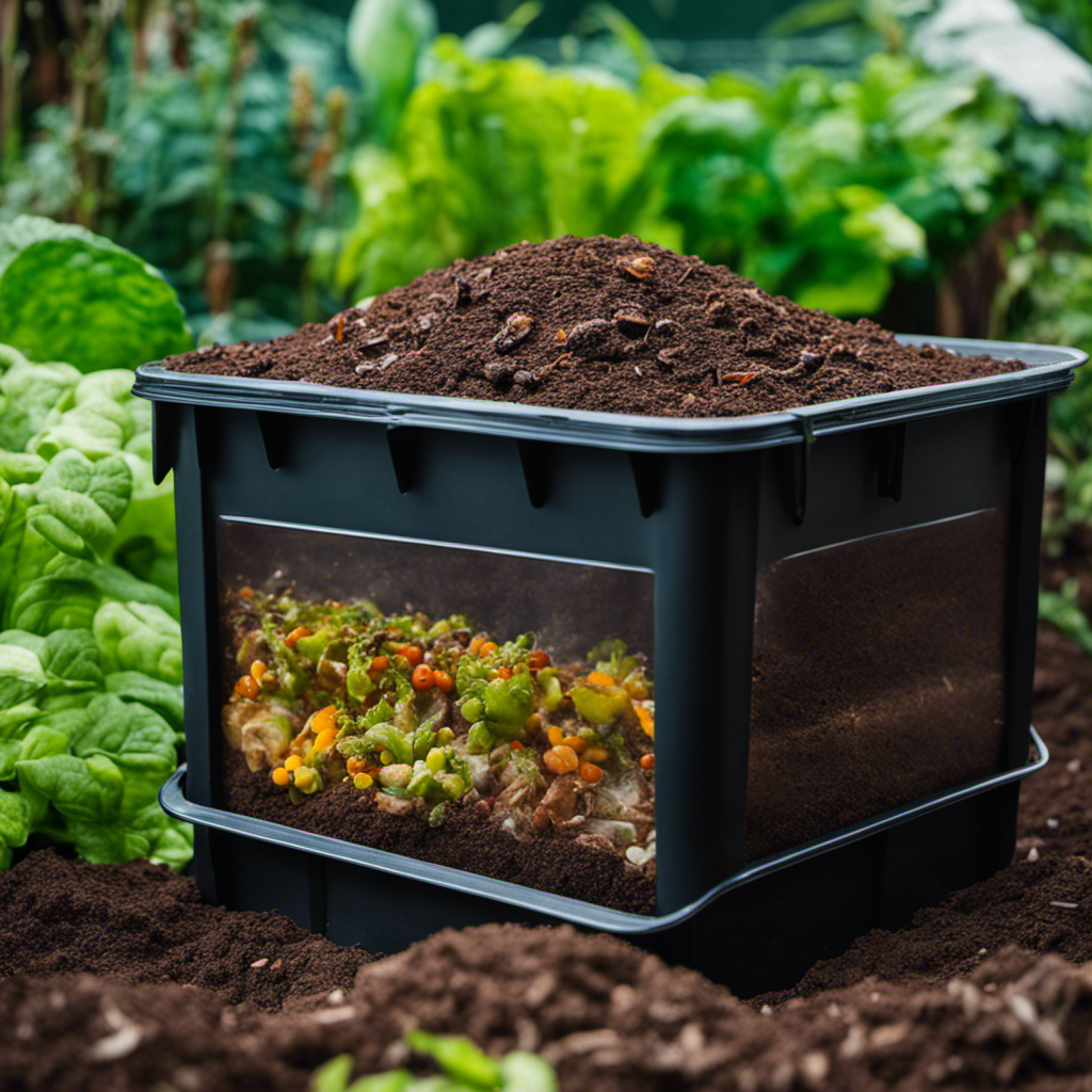 An image showcasing the process of Bokashi composting in a vibrant, lush garden