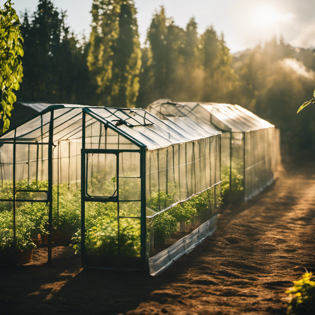 An image showcasing physical barriers and traps for eco-farming