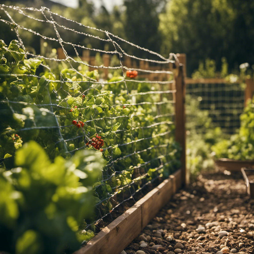 An image that showcases physical barriers for pest protection in an edible garden