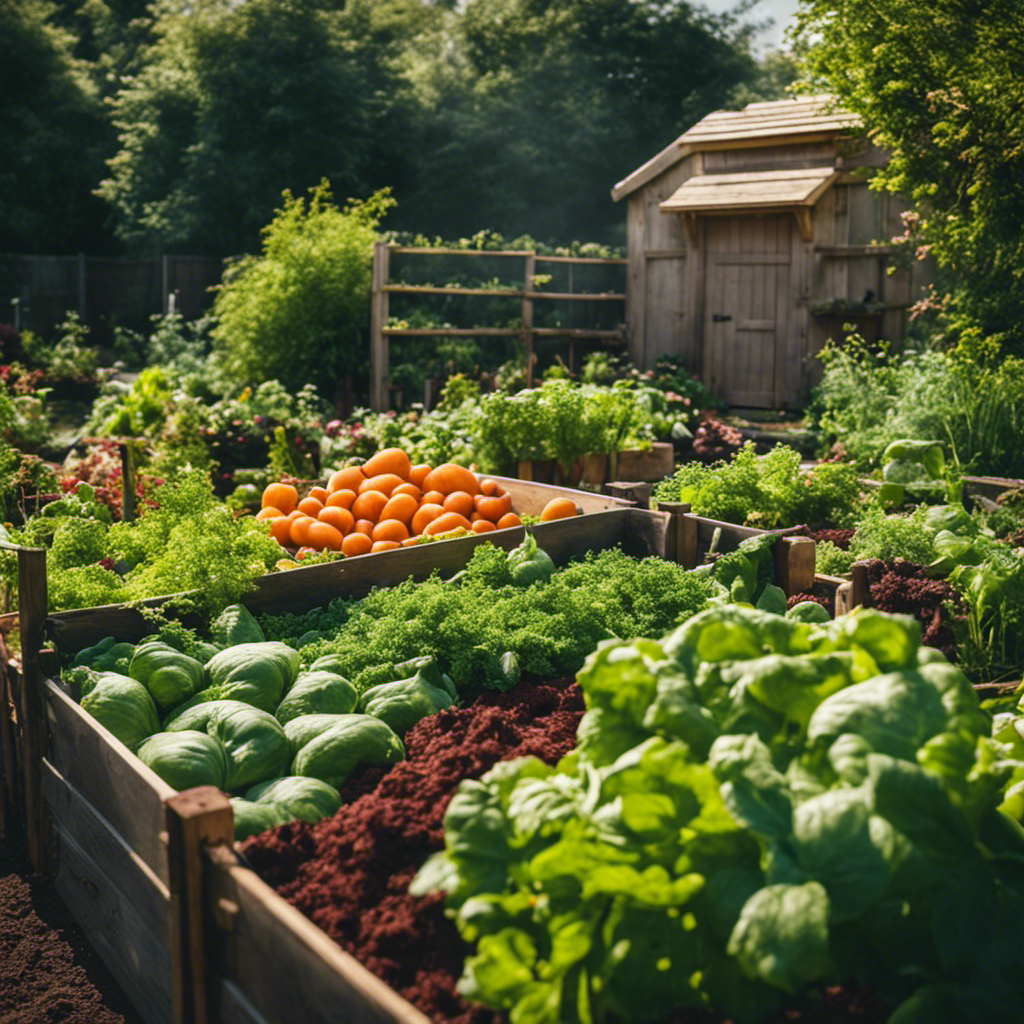 An image of a lush, vibrant vegetable garden bursting with healthy, organic plants